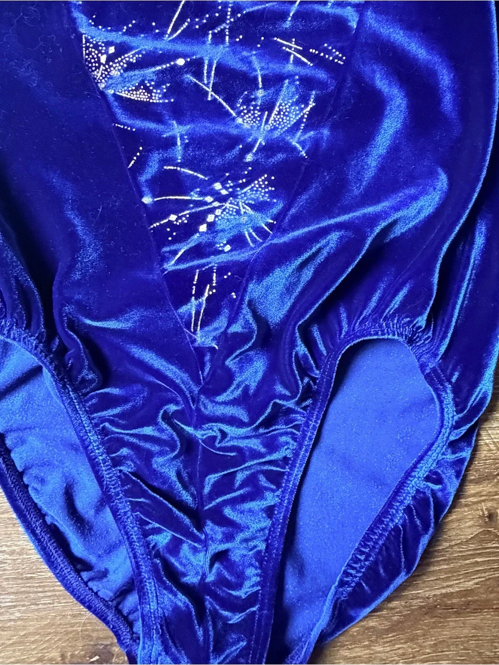 GK Elite Blue Velvet Gymnastics Leotard Youth Large